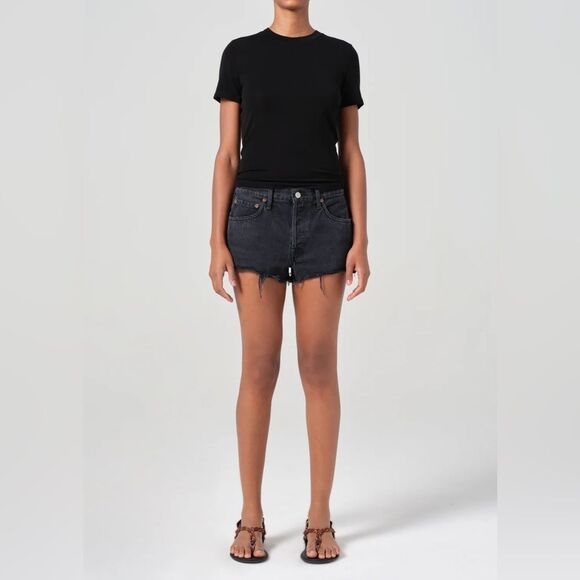 Agolde Parker Vintage Cut Off Shorts in Theme Black, Size 25 - Picture 2 of 12
